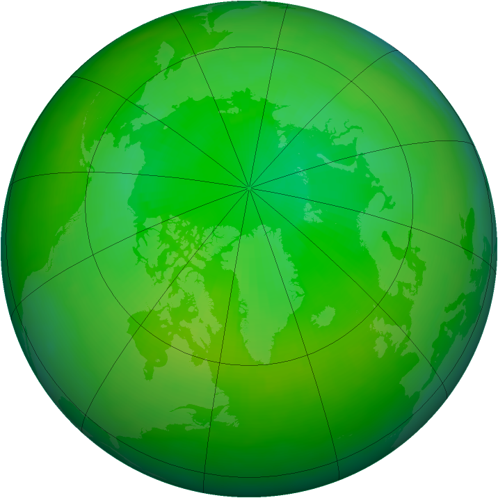 Arctic ozone map for July 2004
